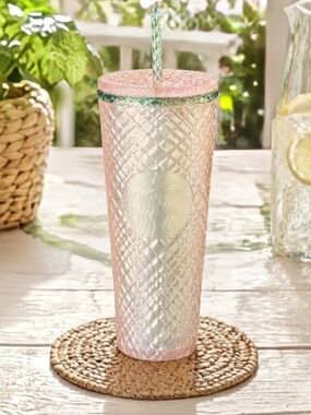 NEW Starbucks Summer Jeweled Pink Pearl Venti Cold Cup Tumbler